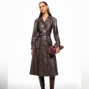Eudon Choi Chocolate Brown Faux Leather Dress $490 Retail